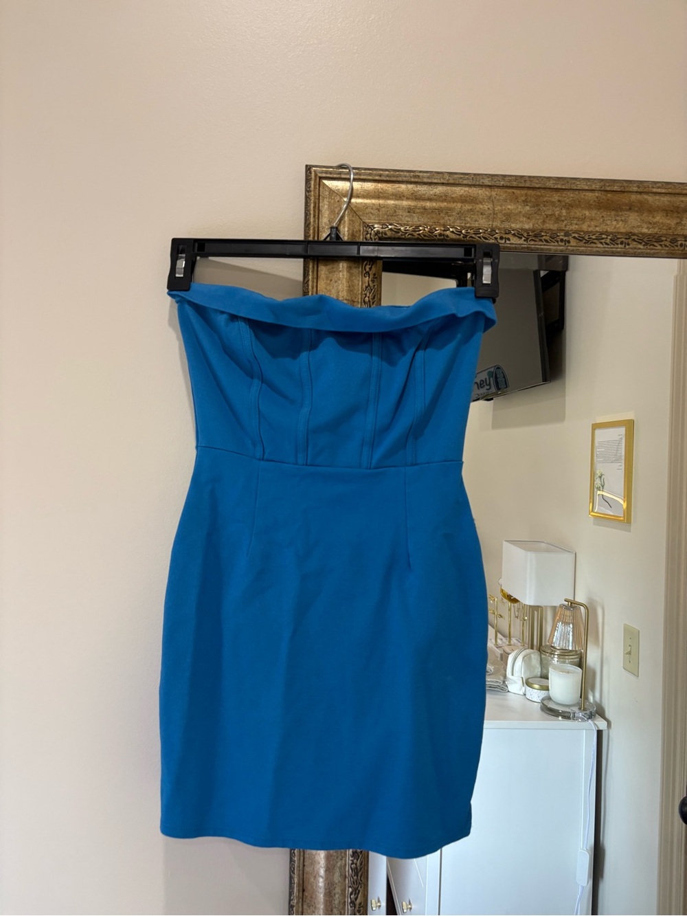 Strapless Blue Sheath Dress